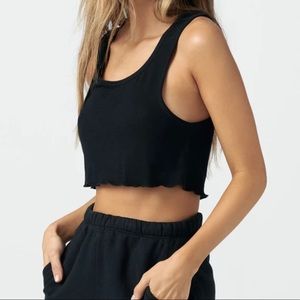 JOAH BROWN SCALLOP CROP TANK